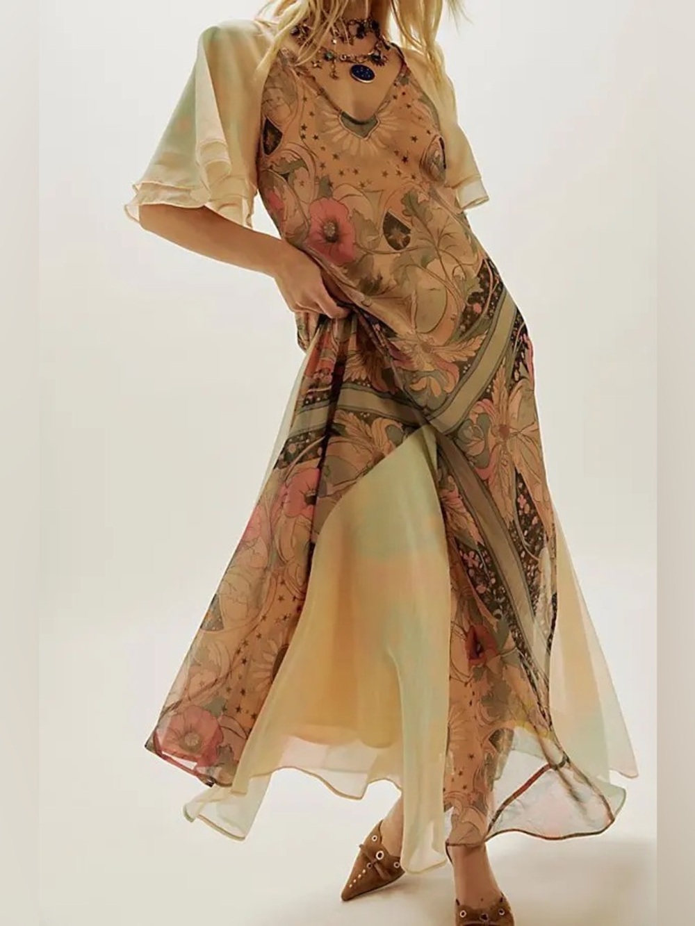 1048. FREE PEOPLE Celestial  Nights Maxi Dress in Fairy Combo Sz S NWOT $228 - Picture 8 of 12